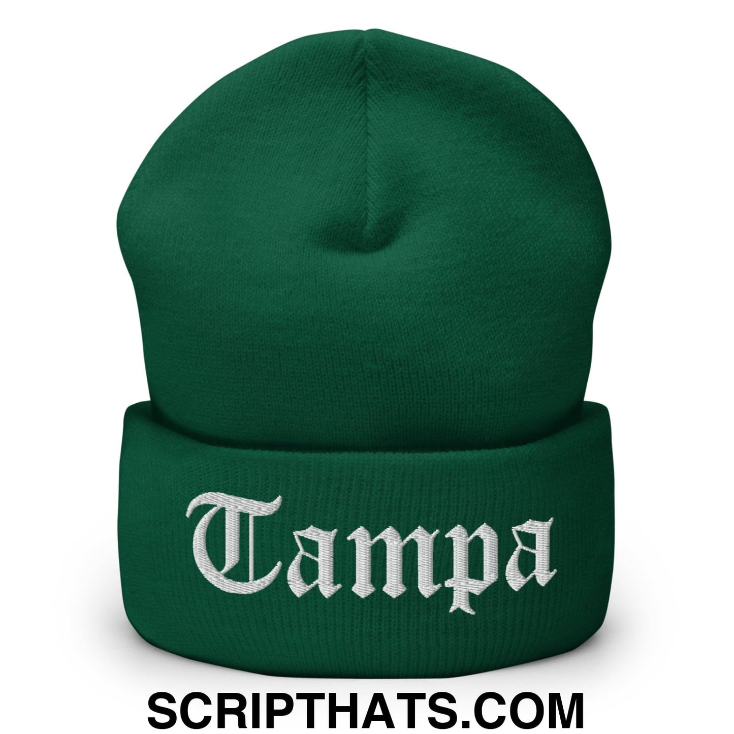Tampa Old English Embroidered Knit Cuffed Beanie Spruce