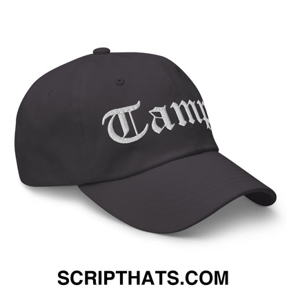 Tampa Old English Embroidered Unstructured Dad Hat Dark Grey