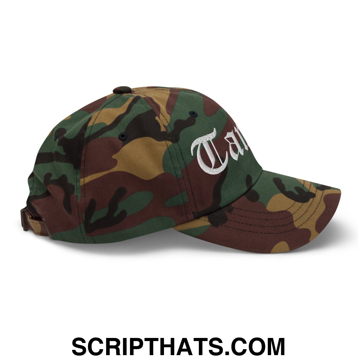 Tampa Old English Embroidered Unstructured Dad Hat Green Camo