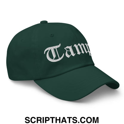 Tampa Old English Embroidered Unstructured Dad Hat Spruce