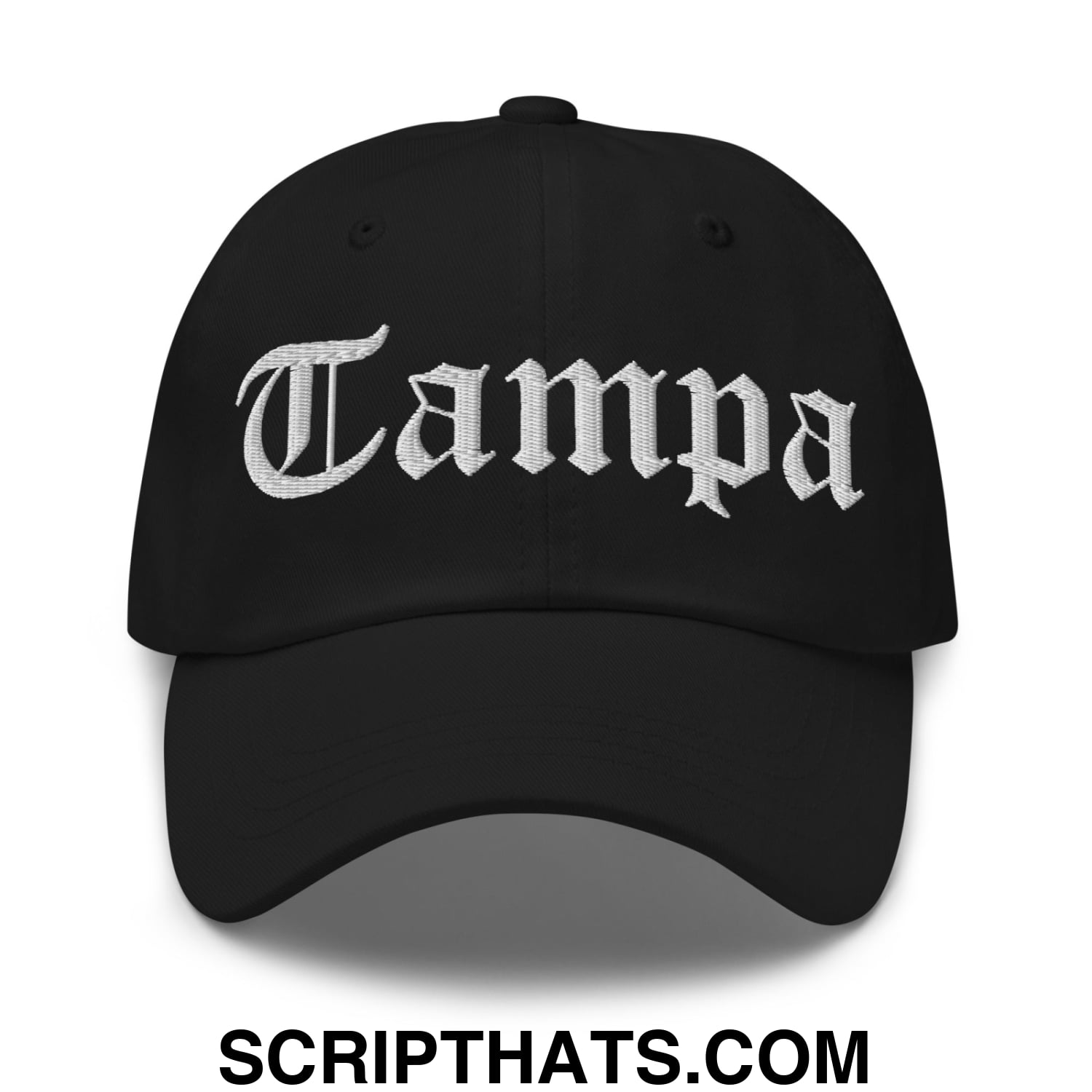 Tampa Old English Embroidered Unstructured Dad Hat Black