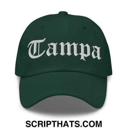 Tampa Old English Embroidered Unstructured Dad Hat Spruce