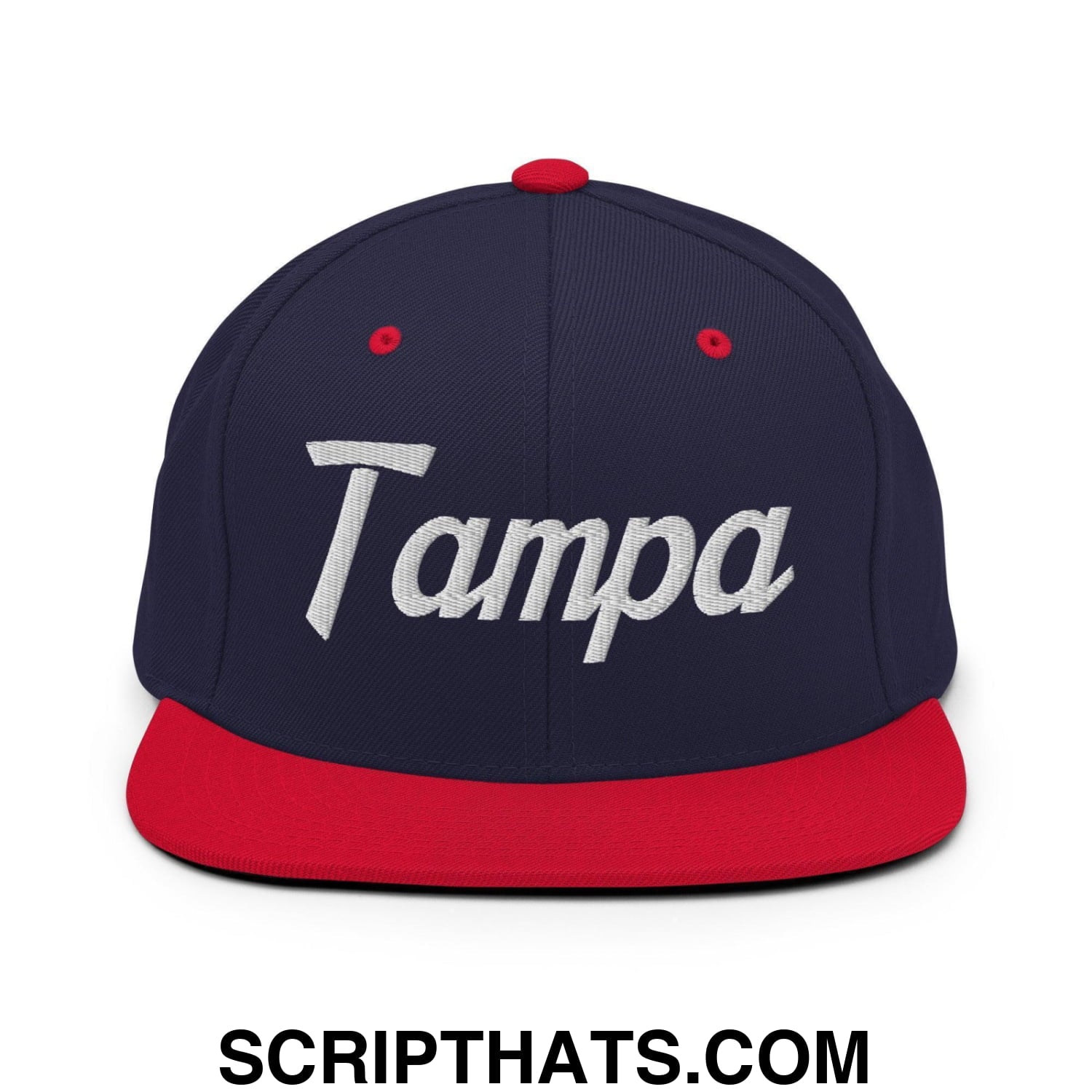 Tampa Script Snapback Hat Navy Red