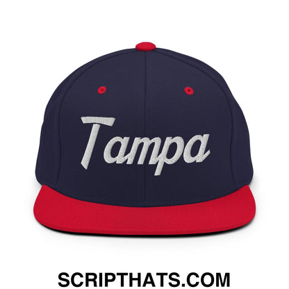 Tampa Script Snapback Hat Navy Red