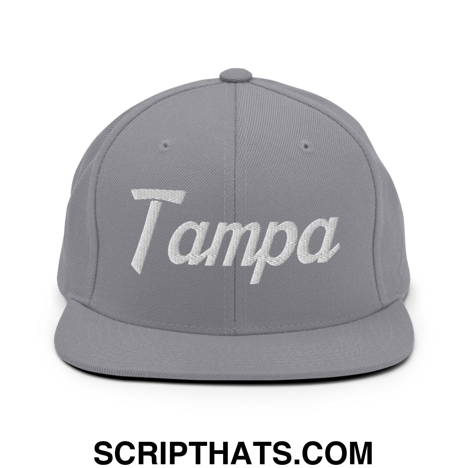 Tampa Script Snapback Hat Silver