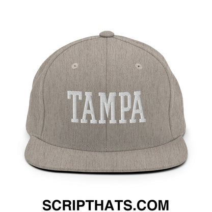 Tampa Varsity College Block Embroidered Flat Bill Brim Snapback Hat Heather Grey