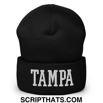 Tampa Varsity College Block Embroidered Knit Cuffed Beanie Black