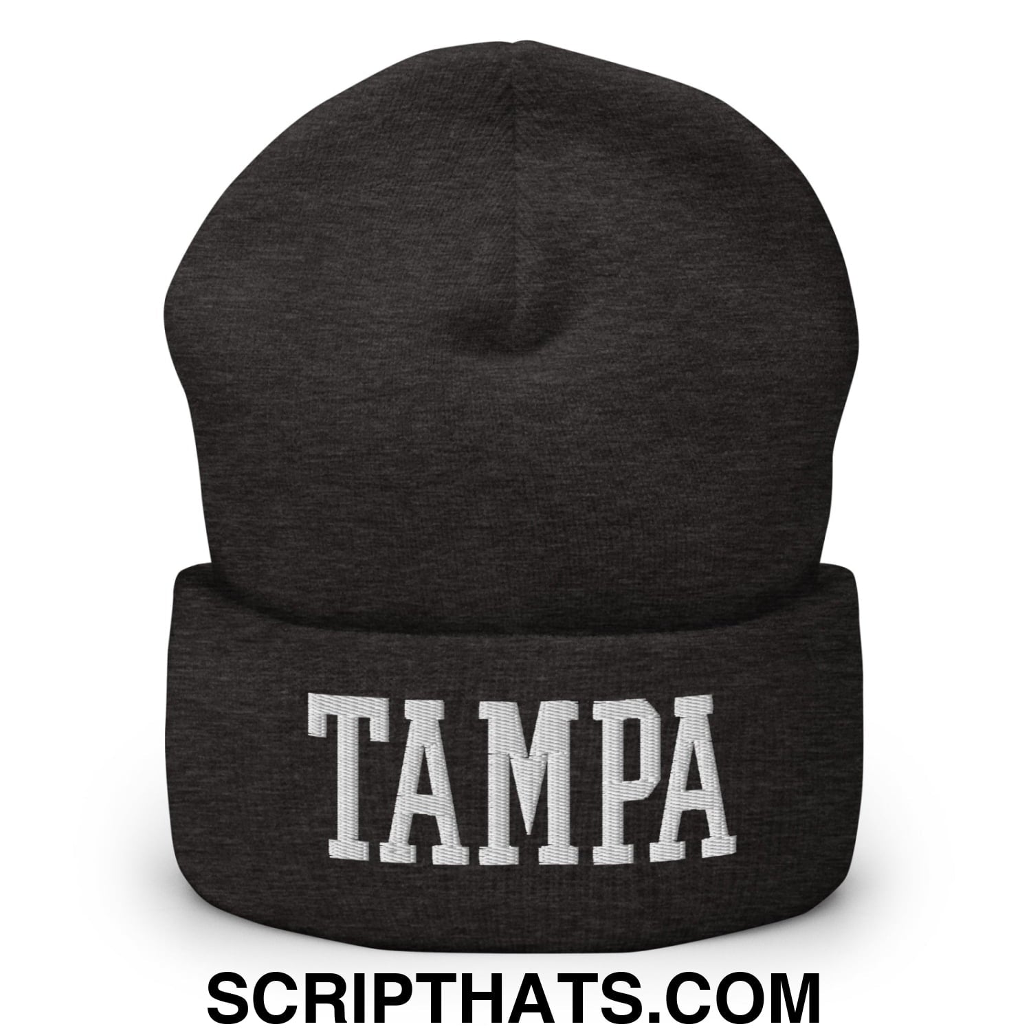 Tampa Varsity College Block Embroidered Knit Cuffed Beanie Dark Grey