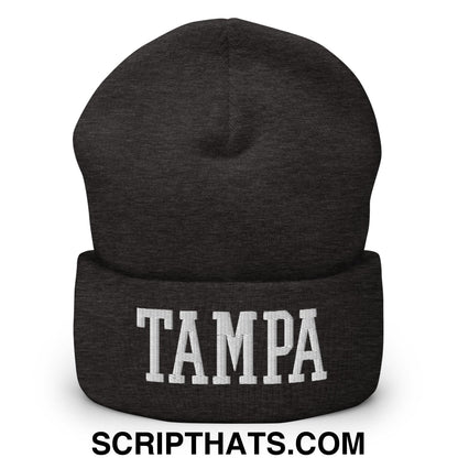 Tampa Varsity College Block Embroidered Knit Cuffed Beanie Dark Grey
