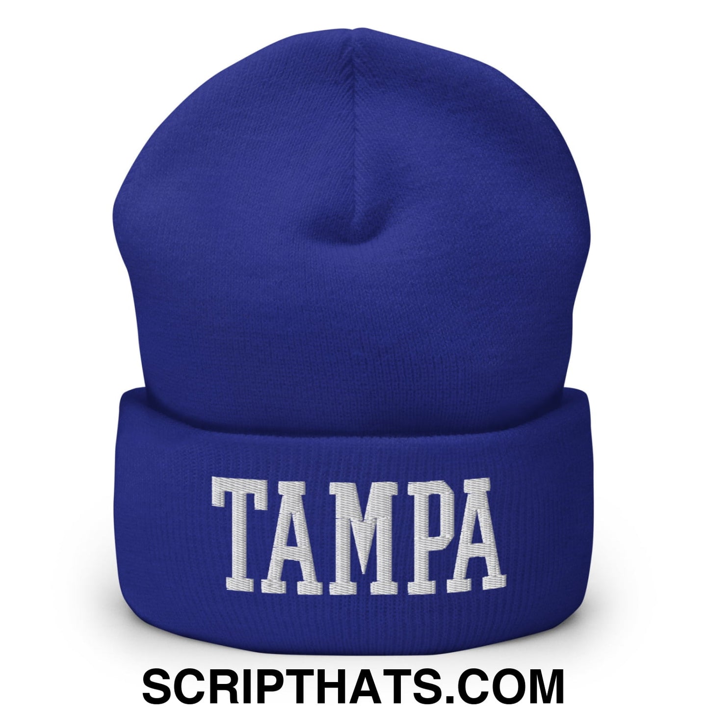 Tampa Varsity College Block Embroidered Knit Cuffed Beanie Royal