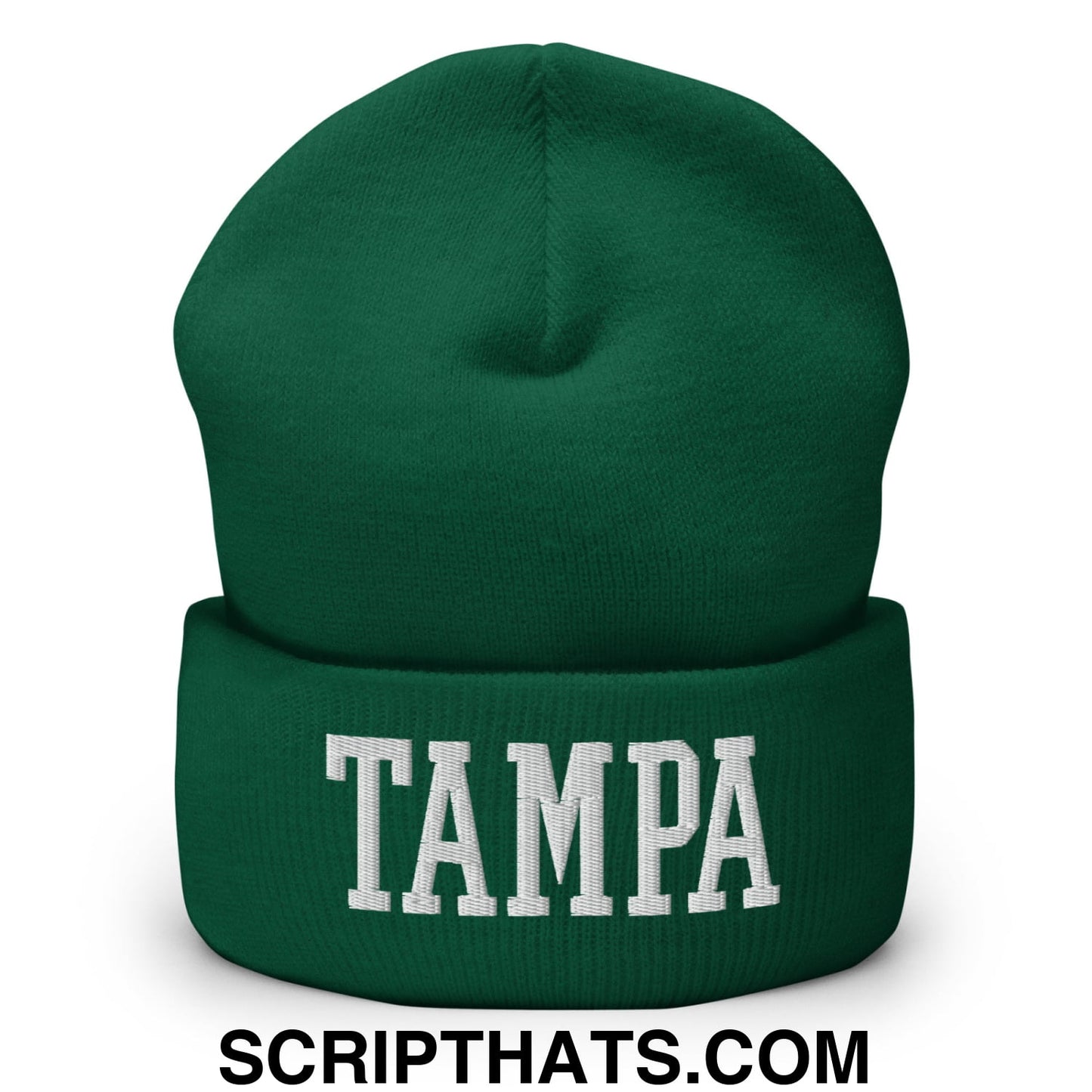 Tampa Varsity College Block Embroidered Knit Cuffed Beanie Spruce