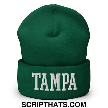 Tampa Varsity College Block Embroidered Knit Cuffed Beanie Spruce