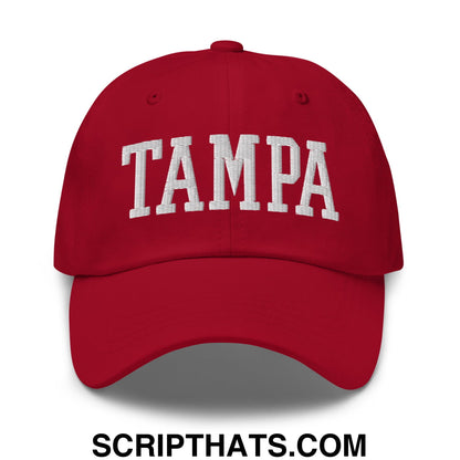 Tampa Varsity College Block Embroidered Unstructured Dad Hat Cranberry