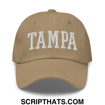 Tampa Varsity College Block Embroidered Unstructured Dad Hat Khaki