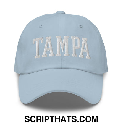 Tampa Varsity College Block Embroidered Unstructured Dad Hat Light Blue