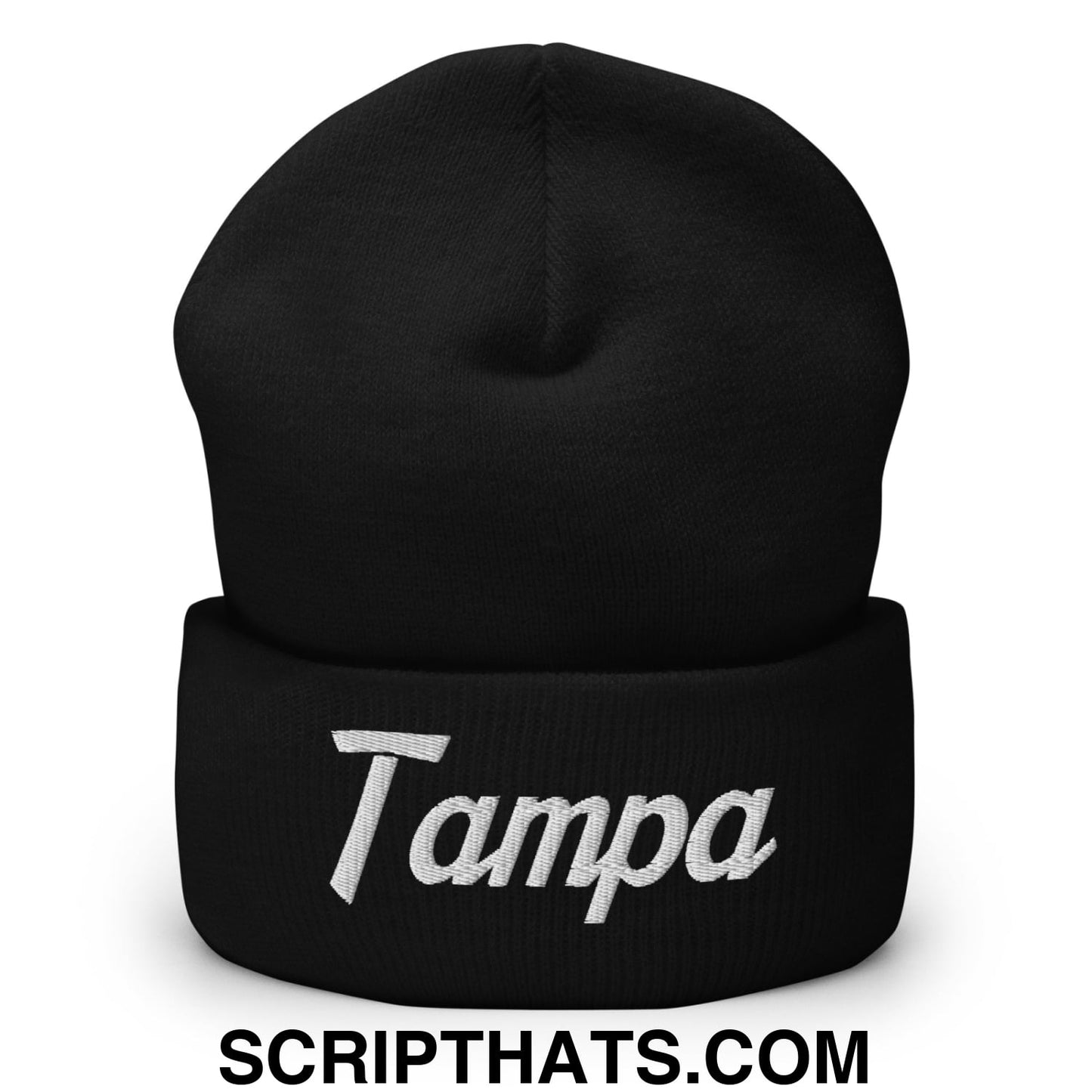Tampa Vintage Sports Script Embroidered Knit Cuffed Beanie Black
