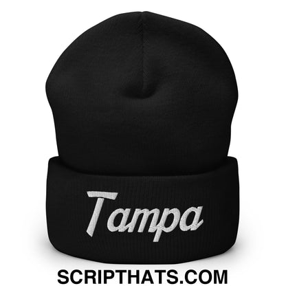 Tampa Vintage Sports Script Embroidered Knit Cuffed Beanie Black