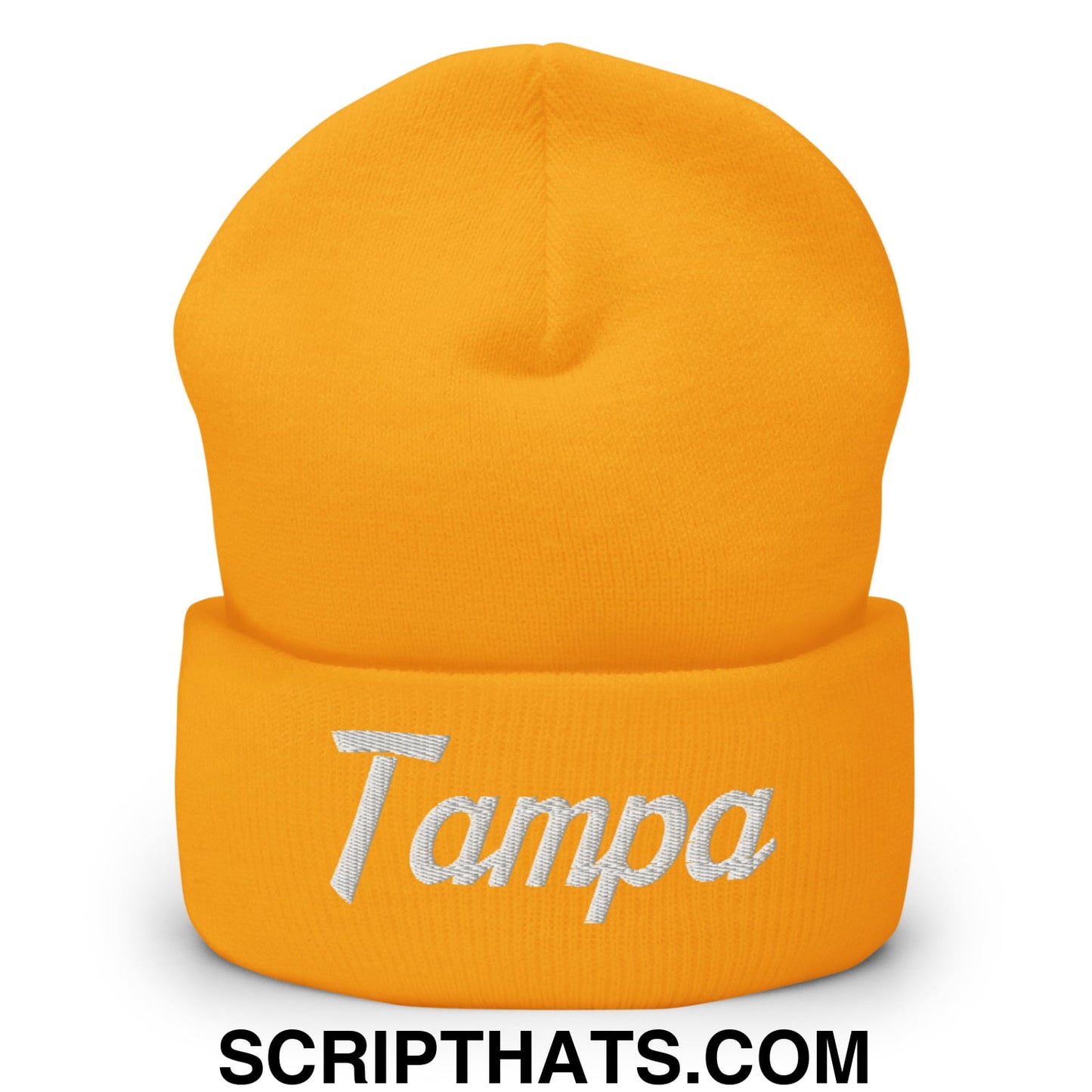 Tampa Vintage Sports Script Embroidered Knit Cuffed Beanie Gold