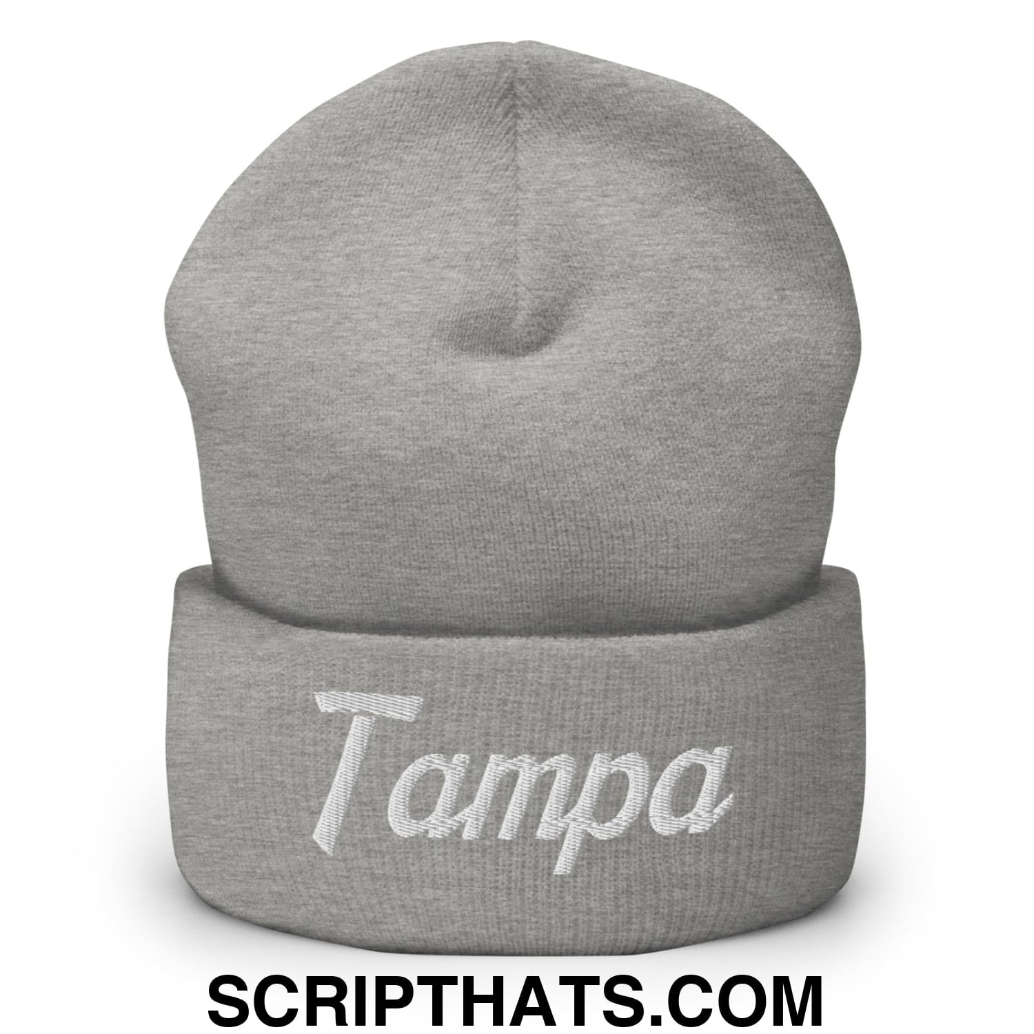 Tampa Vintage Sports Script Embroidered Knit Cuffed Beanie Heather Grey
