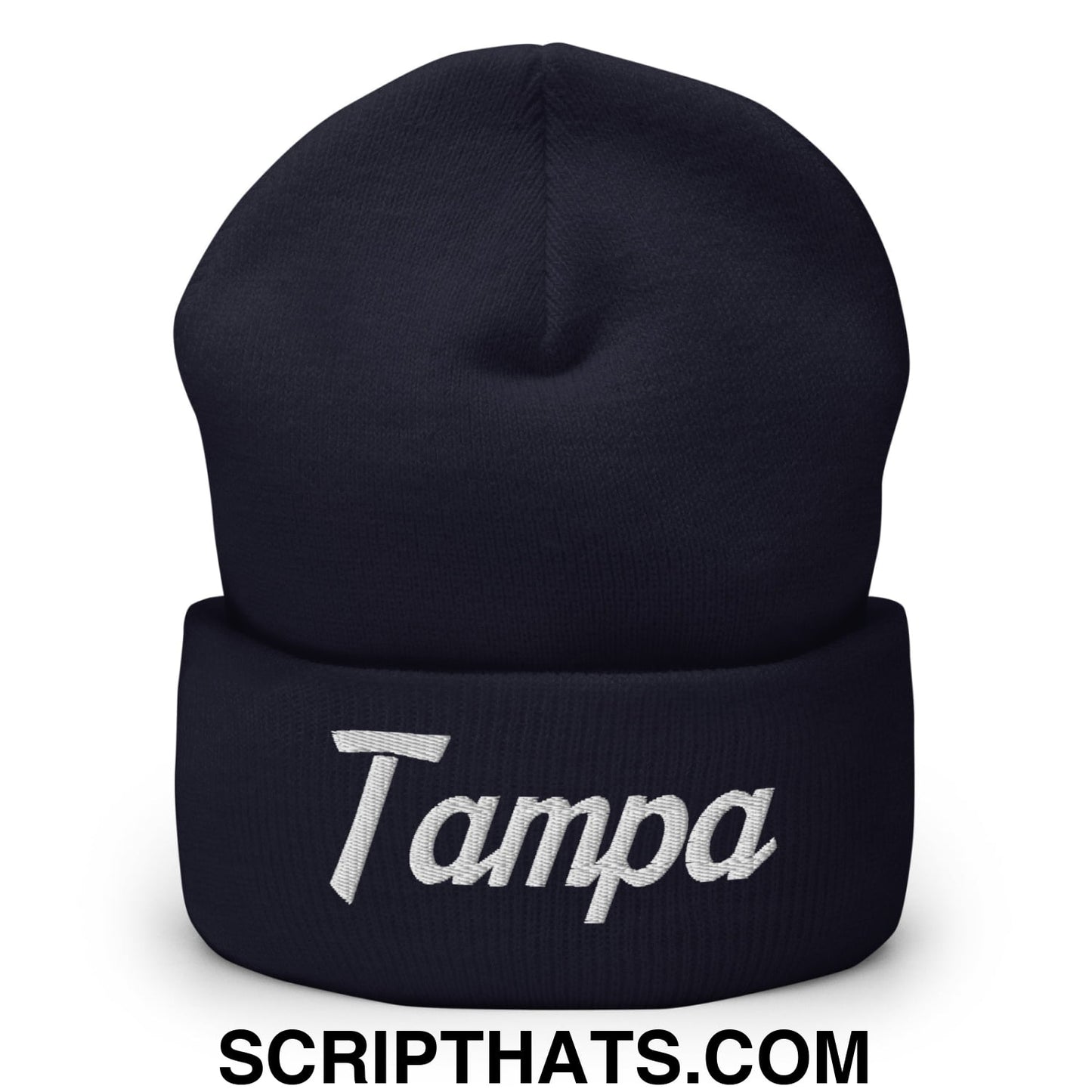 Tampa Vintage Sports Script Embroidered Knit Cuffed Beanie Navy
