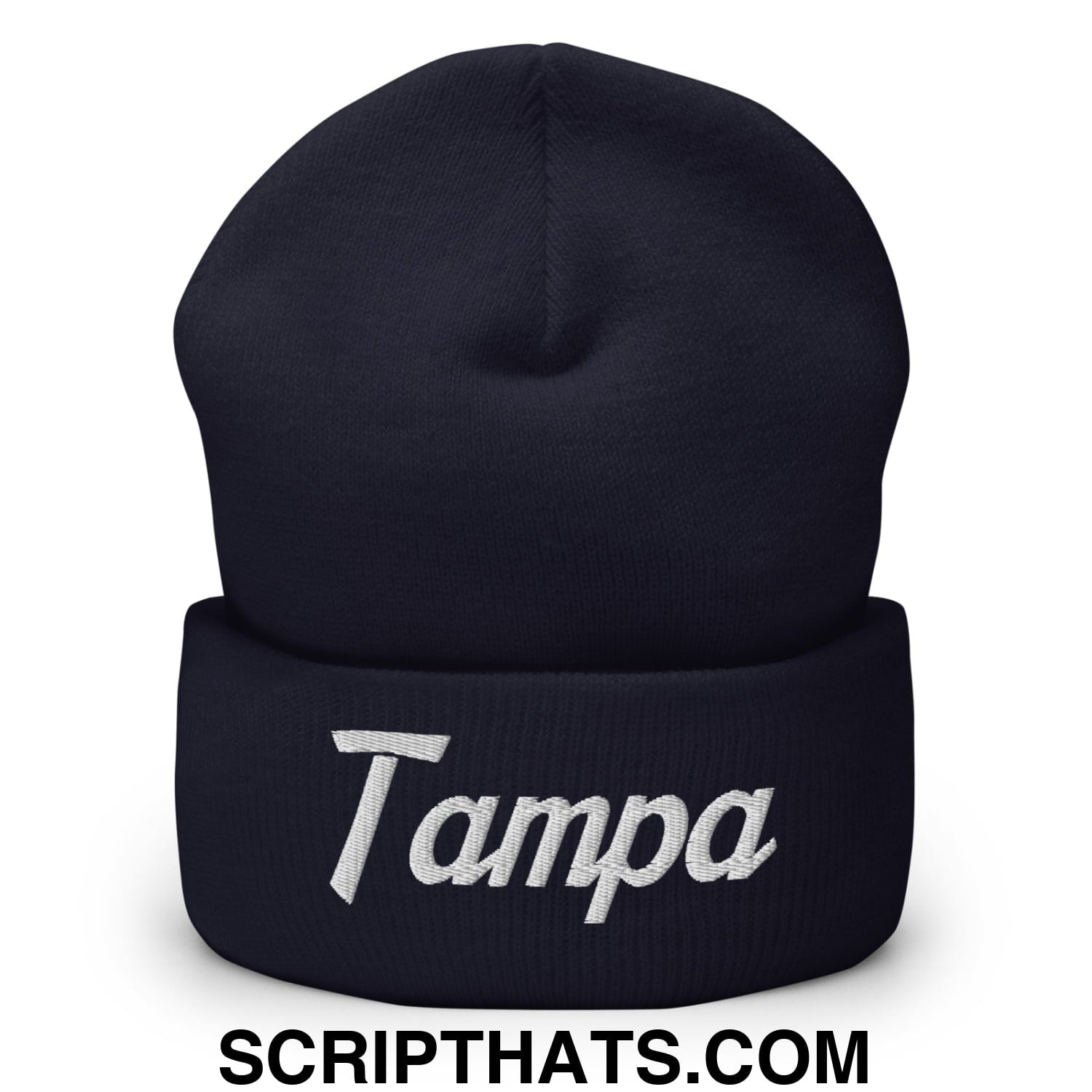 Tampa Vintage Sports Script Embroidered Knit Cuffed Beanie Navy