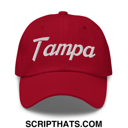 Tampa Vintage Sports Script Embroidered Unstructured Dad Hat Cranberry