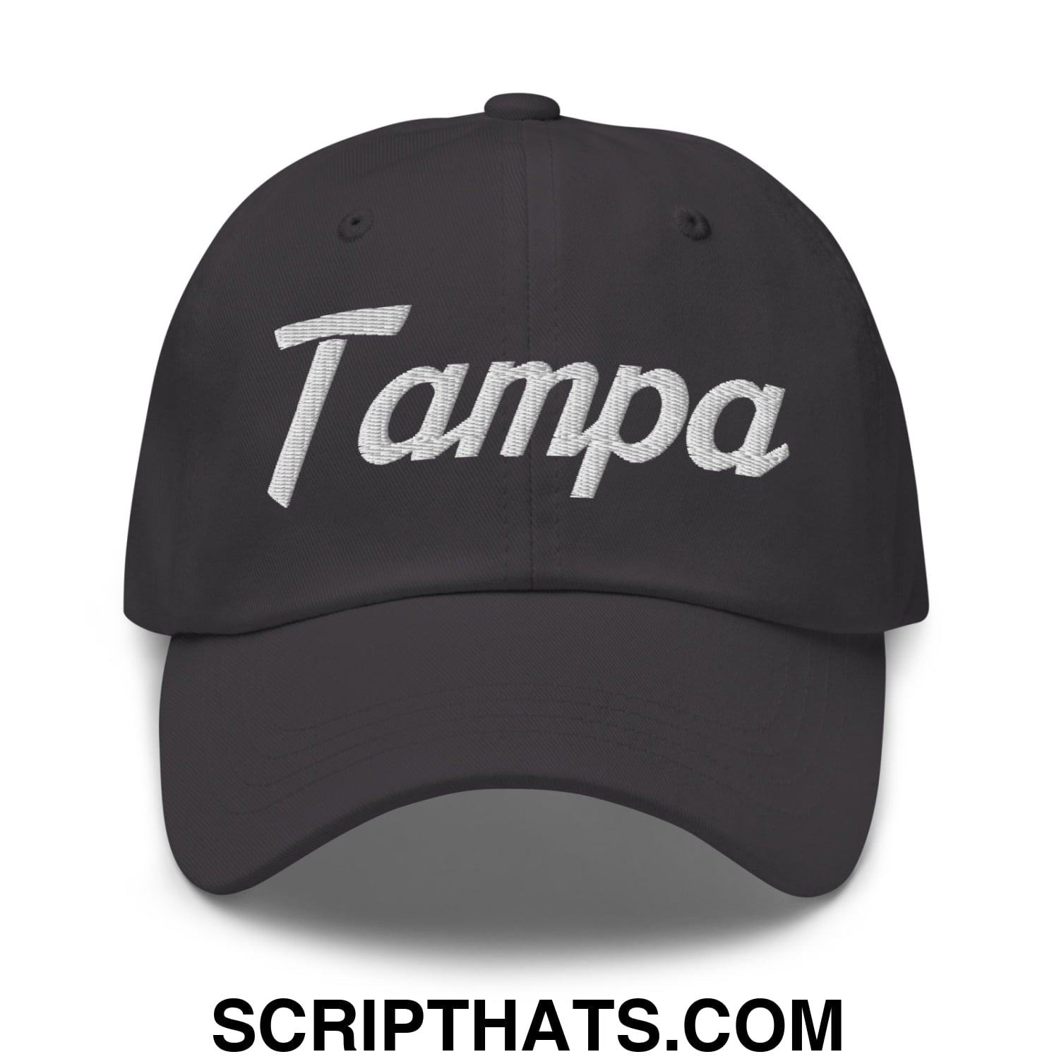 Tampa Vintage Sports Script Embroidered Unstructured Dad Hat Dark Grey