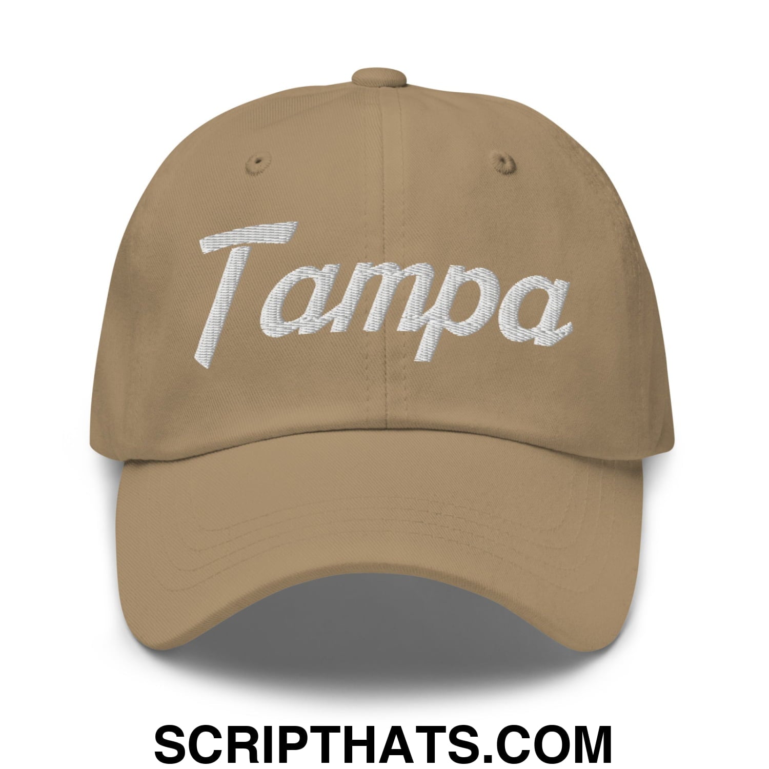 Tampa Vintage Sports Script Embroidered Unstructured Dad Hat Khaki