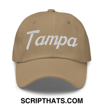 Tampa Vintage Sports Script Embroidered Unstructured Dad Hat Khaki