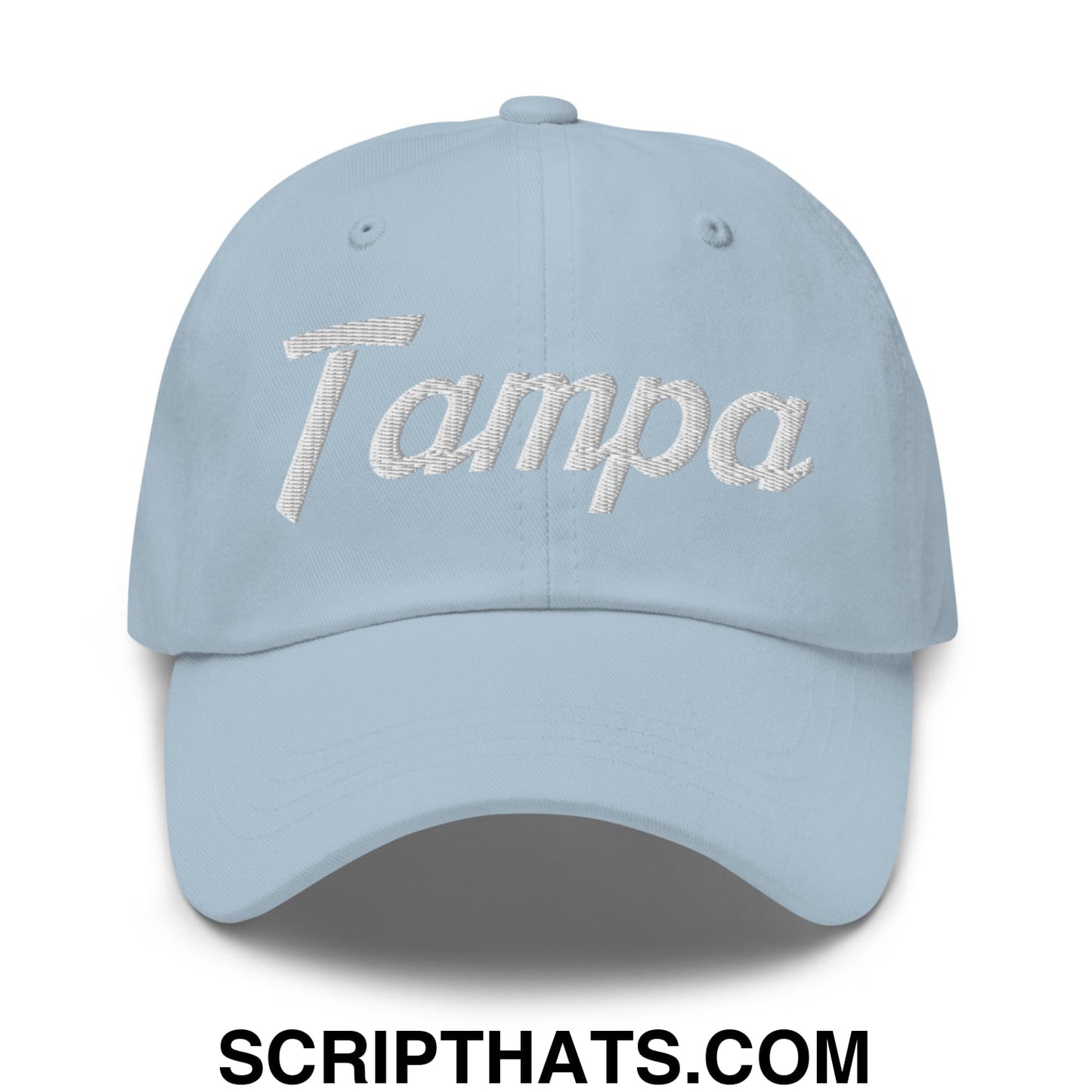 Tampa Vintage Sports Script Embroidered Unstructured Dad Hat Light Blue