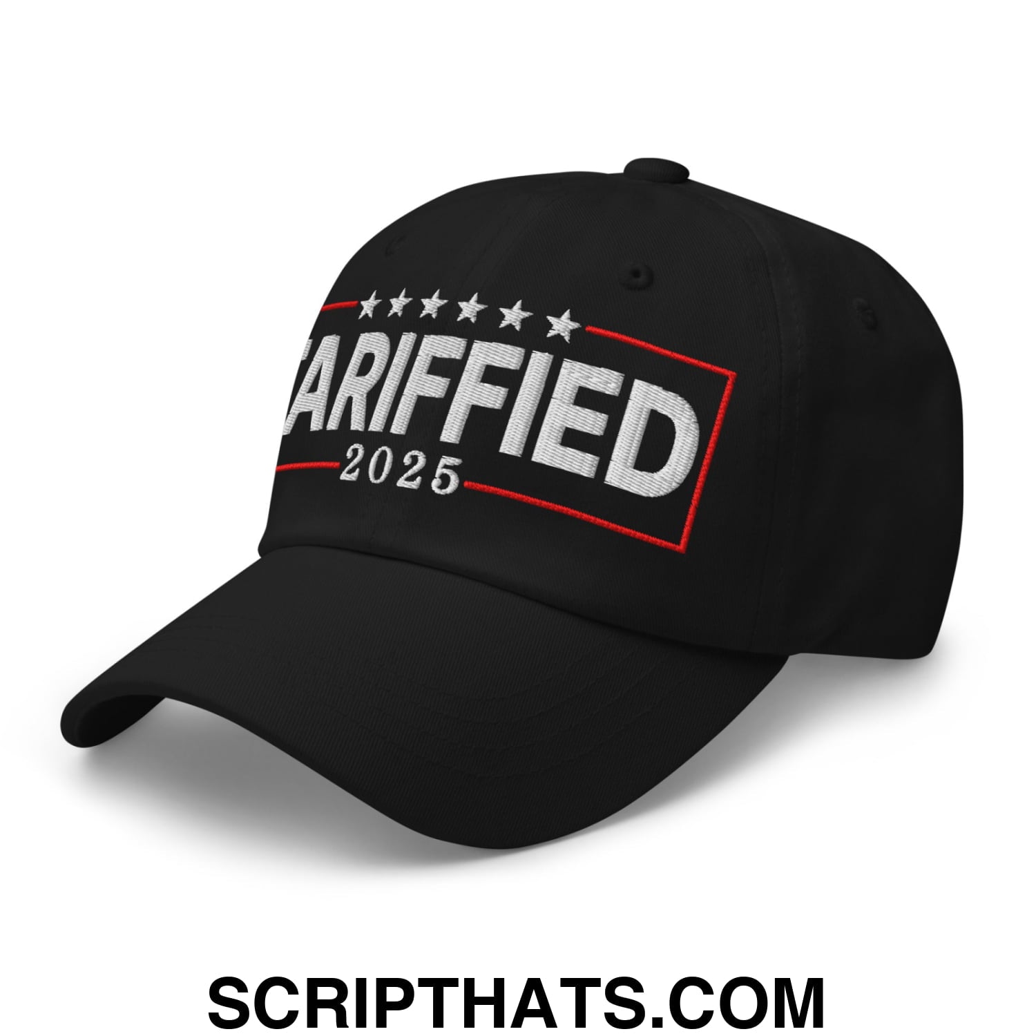 Tariffied 2025 Anti-Tariff Embroidered Unstructured Dad Hat Black