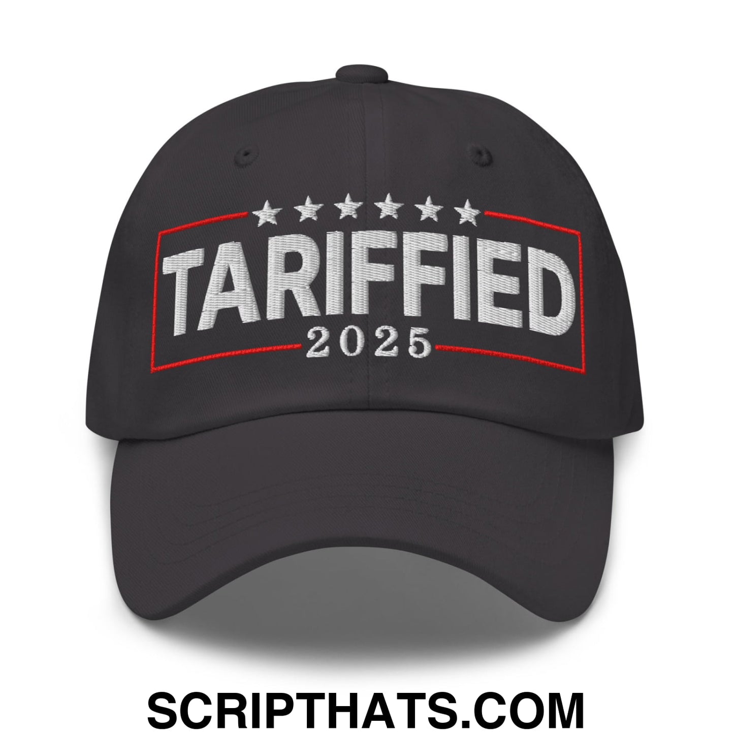 Tariffied 2025 Anti-Tariff Embroidered Unstructured Dad Hat Dark Grey