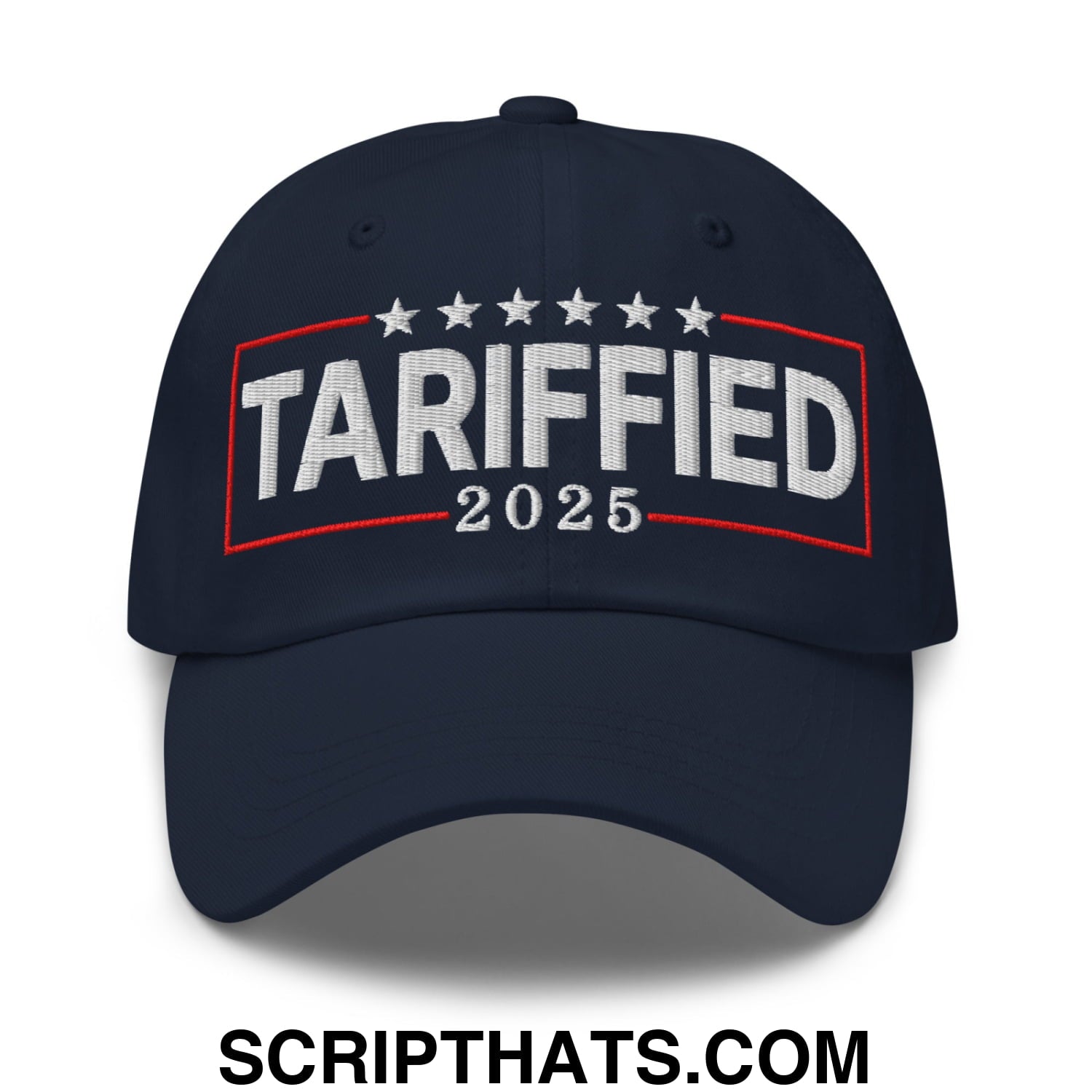 Tariffied 2025 Anti-Tariff Embroidered Unstructured Dad Hat Navy