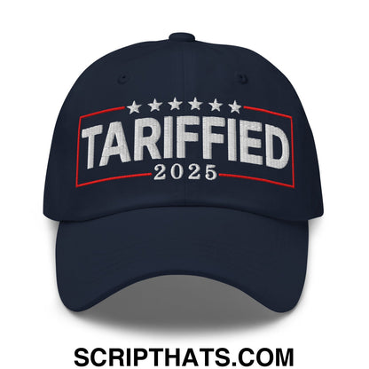 Tariffied 2025 Anti-Tariff Embroidered Unstructured Dad Hat Navy