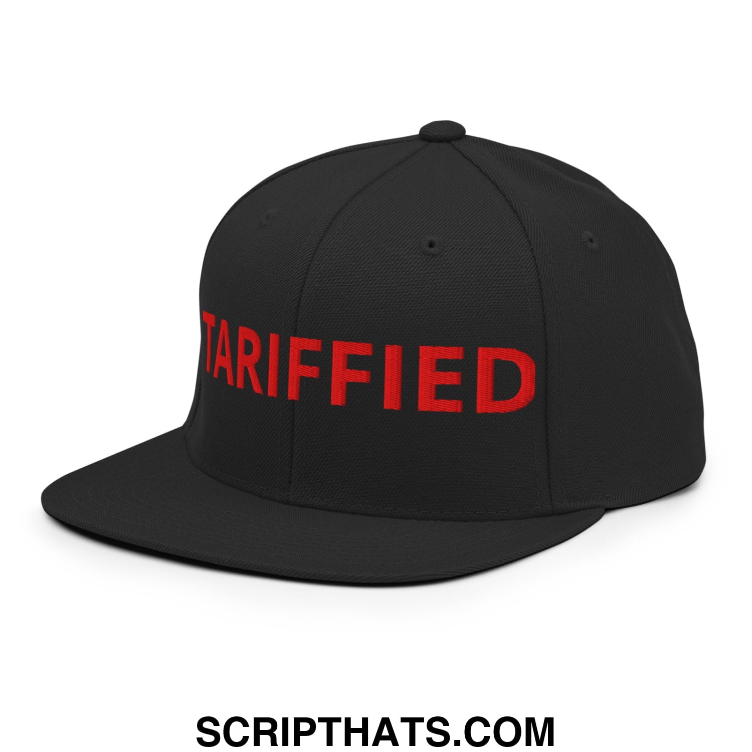 Tariffied Anti-Tariff Embroidered Flat Bill Brim Snapback Hat Black