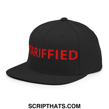 Tariffied Anti-Tariff Embroidered Flat Bill Brim Snapback Hat Black