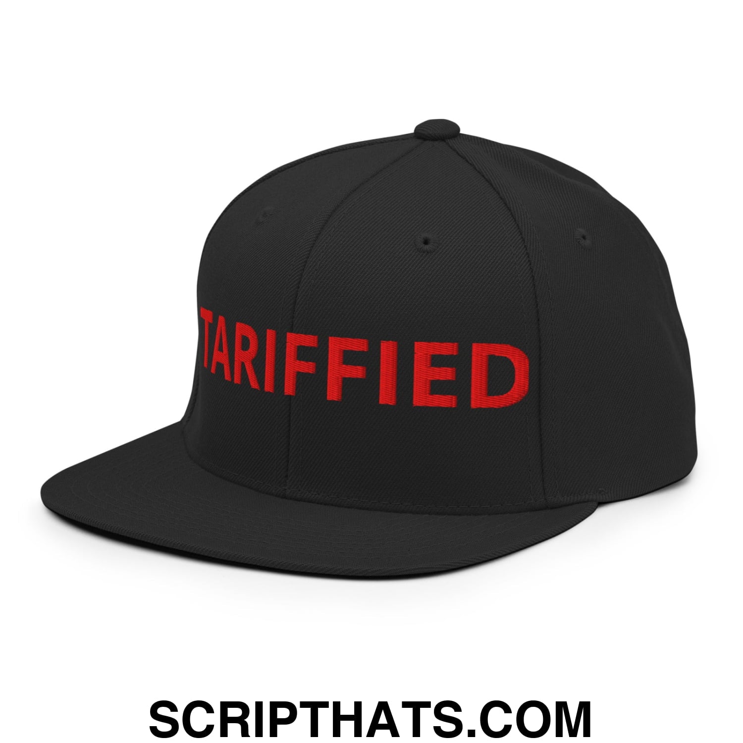 Tariffied Anti-Tariff Embroidered Flat Bill Brim Snapback Hat Black