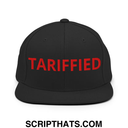 Tariffied Anti-Tariff Embroidered Flat Bill Brim Snapback Hat Black