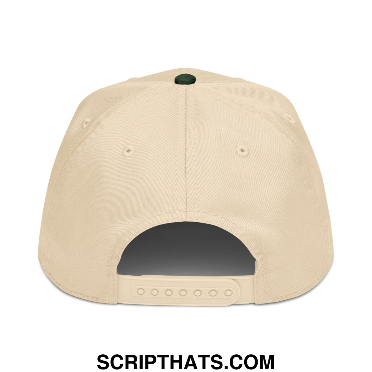 Beige baseball snapback hat with team algae lincoln memorial reflecting pool algae embroidery and dark green button