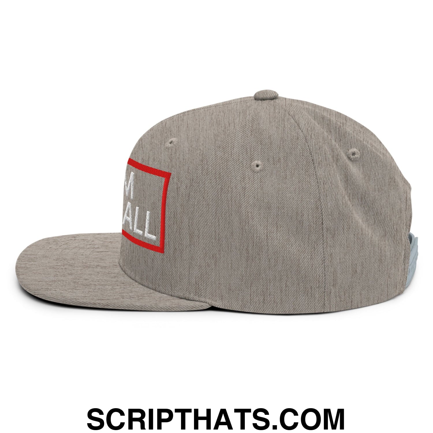 Team Meatball Embroidered Flat Brim Bill Snapback Hat Heather Grey
