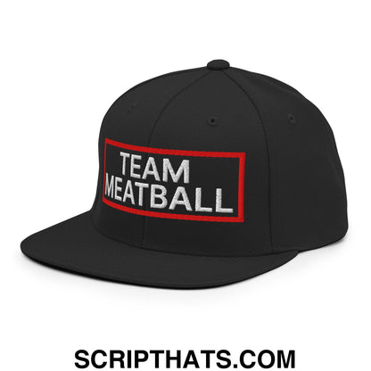 Team Meatball Embroidered Flat Brim Bill Snapback Hat Black