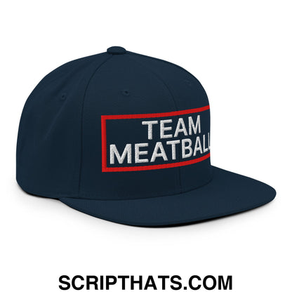 Team Meatball Embroidered Flat Brim Bill Snapback Hat Dark Navy