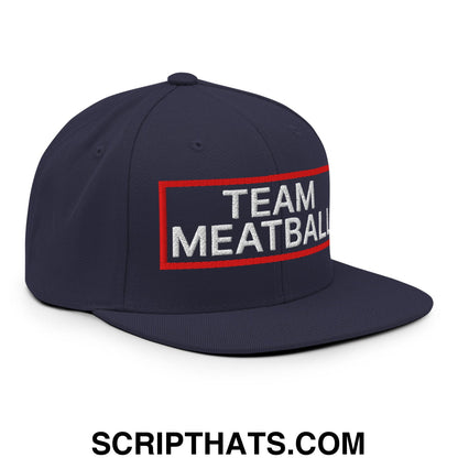 Team Meatball Embroidered Flat Brim Bill Snapback Hat Navy