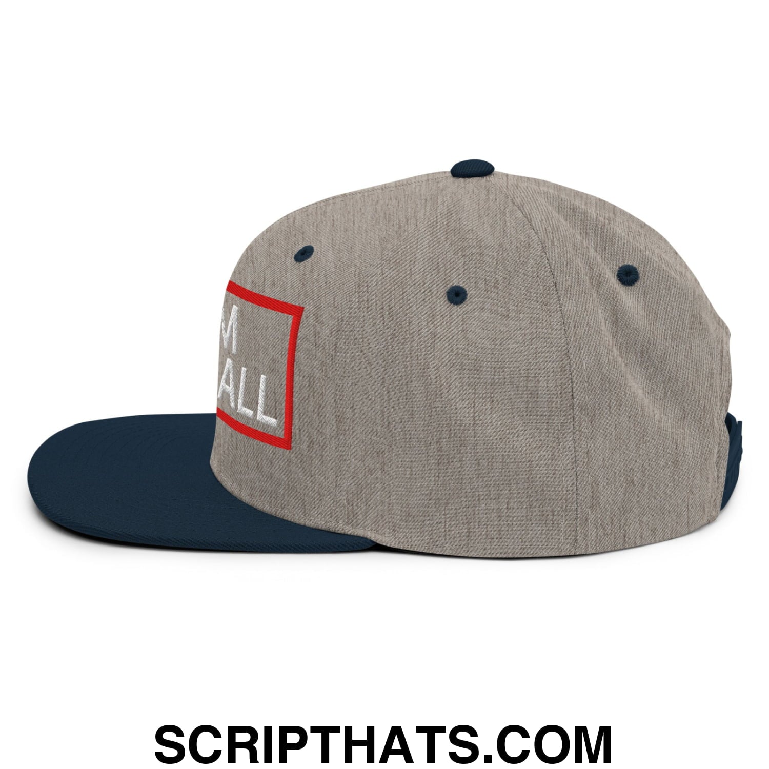 Team Meatball Embroidered Flat Brim Bill Snapback Hat Heather Grey Navy