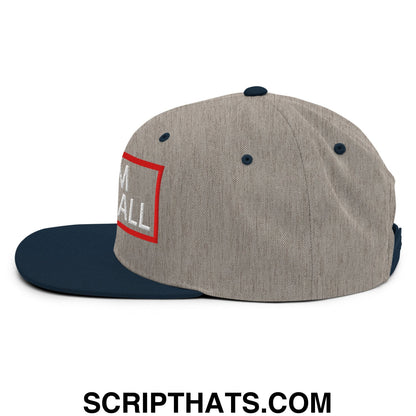 Team Meatball Embroidered Flat Brim Bill Snapback Hat Heather Grey Navy