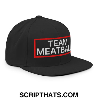 Team Meatball Embroidered Flat Brim Bill Snapback Hat Black