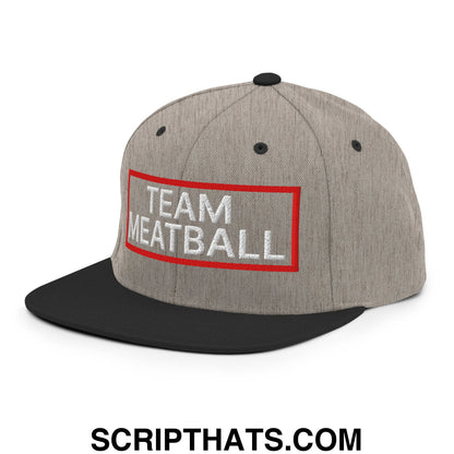 Team Meatball Embroidered Flat Brim Bill Snapback Hat Heather Black