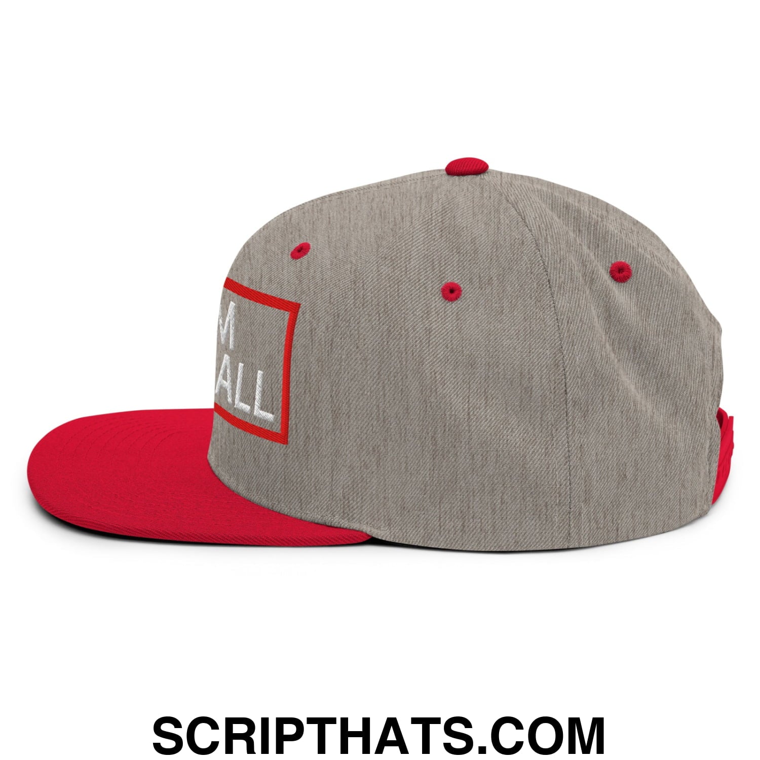 Team Meatball Embroidered Flat Brim Bill Snapback Hat Heather Grey Red