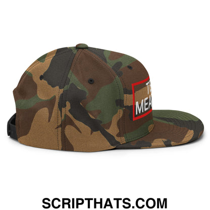 Team Meatball Embroidered Flat Brim Bill Snapback Hat Green Camo