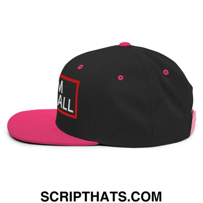 Team Meatball Embroidered Flat Brim Bill Snapback Hat Black Neon Pink